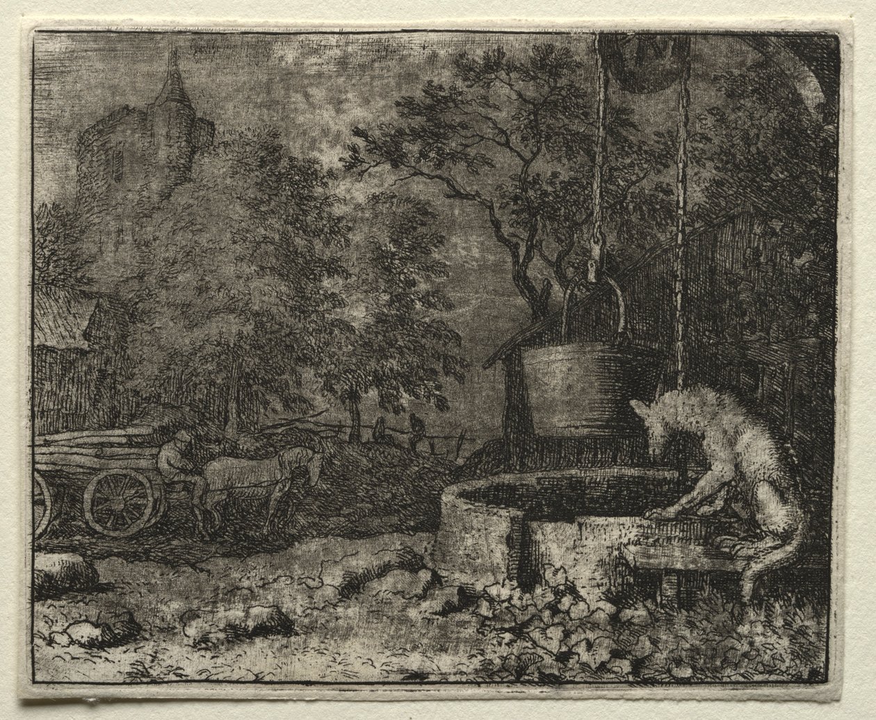 Reynard the Fox: Reynard Tricks the Wife of the Wolf. od Allart van Everdingen
