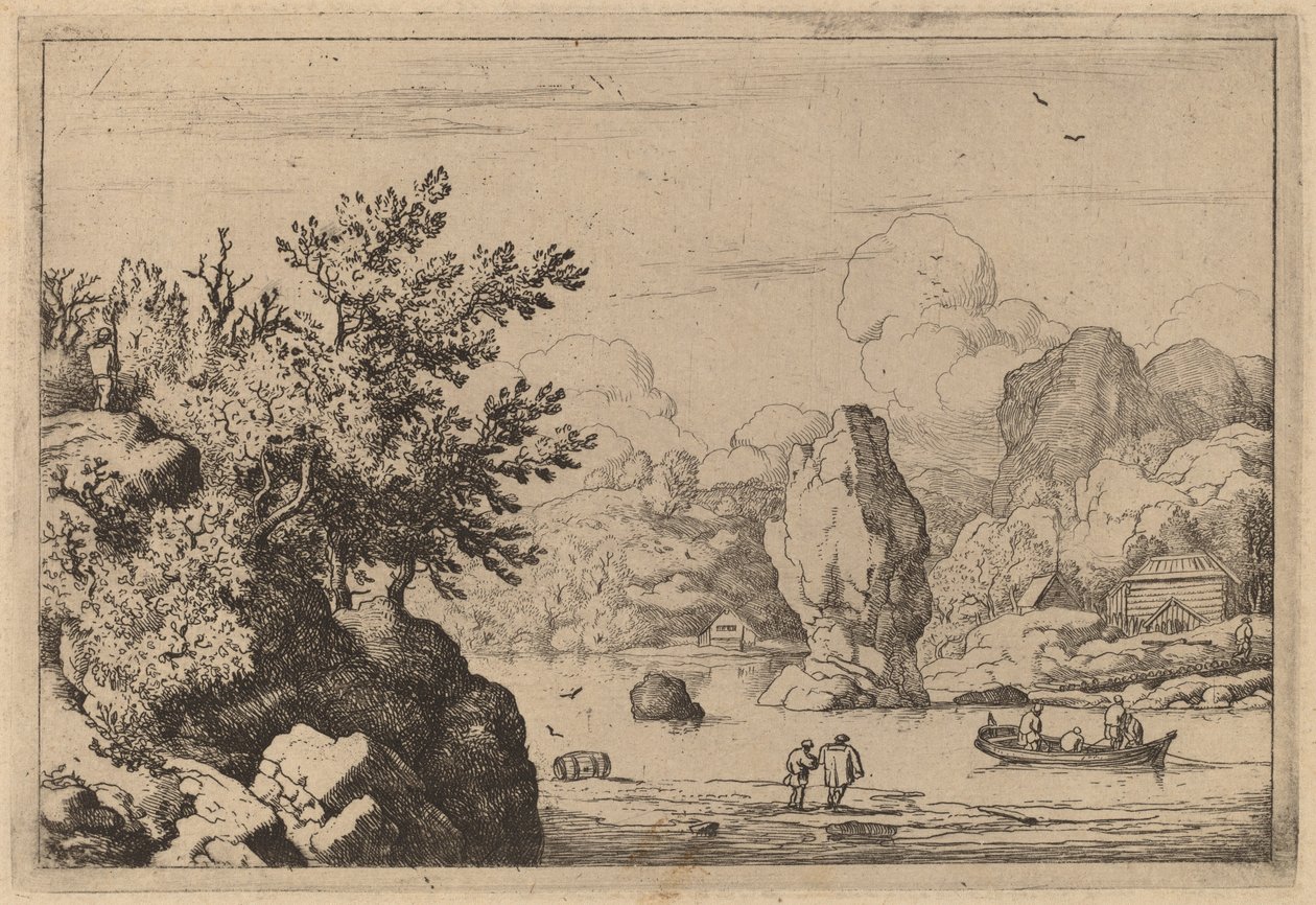 Skála uprostřed řeky, pravděpodobně c. 16451656. od Allart van Everdingen
