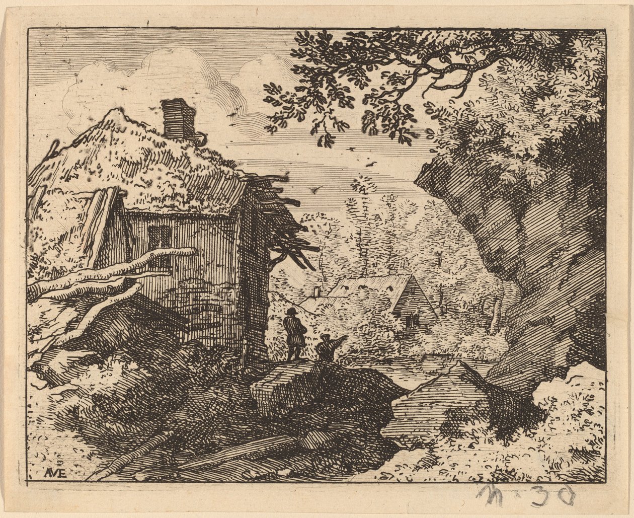 Slaměná chýše při pohledu zezadu, pravděpodobně cca. 16451656. od Allart van Everdingen