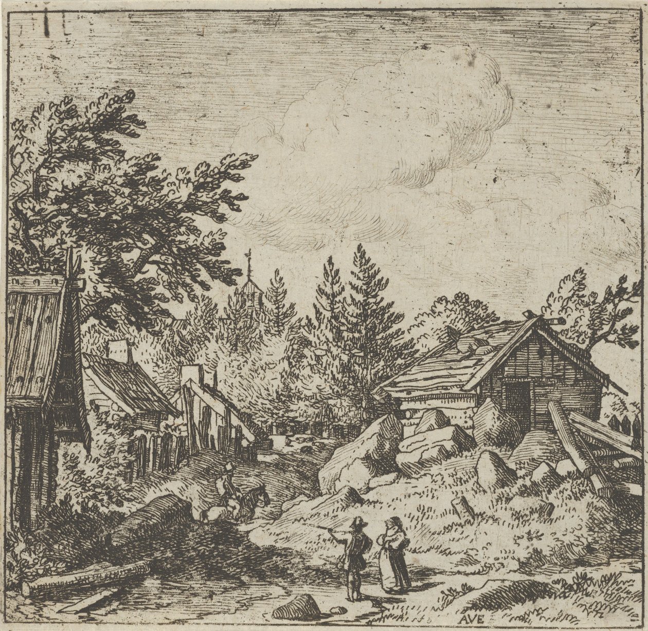 Hamlet na montainous Ground, 17. století. od Allart van Everdingen