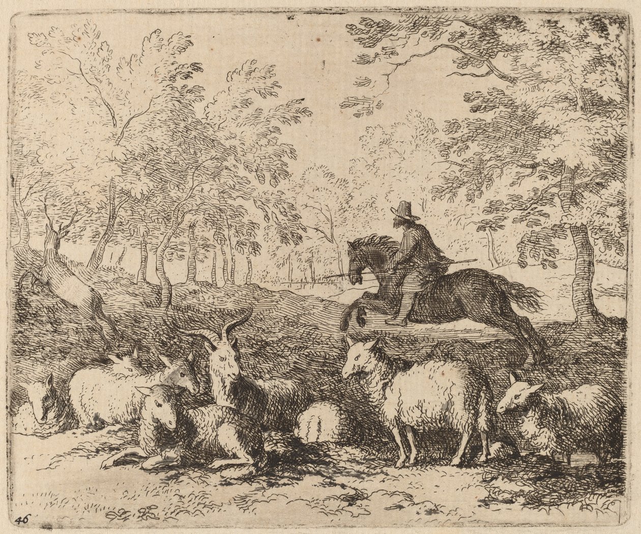 Kůň nucený pronásledovat jelena, pravděpodobně c. 16451656. od Allart van Everdingen