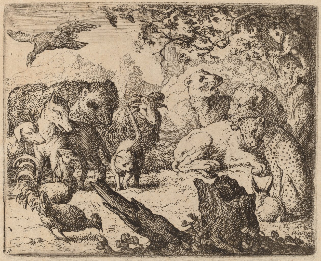 Lev oznamuje mír, pravděpodobně c. 16451656. od Allart van Everdingen