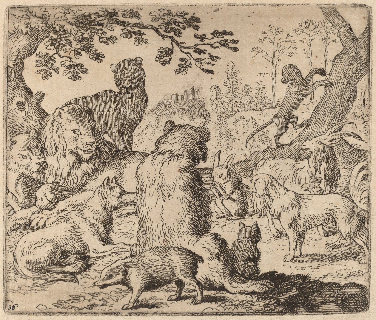 Lev nařídí hromadný útok na Reynarda, pravděpodobně kolem roku 16451656. od Allart van Everdingen