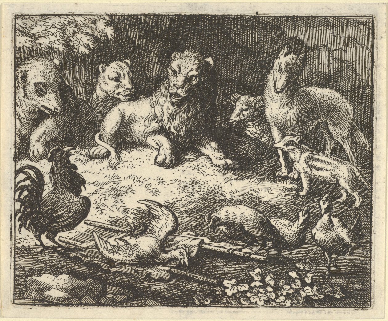 Kohout obviňuje Renarda z vraždy jeho kuřete, 1650-75. od Allart van Everdingen