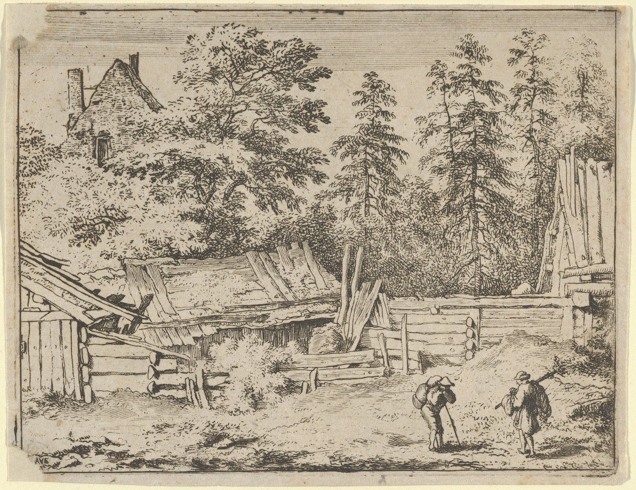 Tři chalupy, 17. století. od Allart van Everdingen