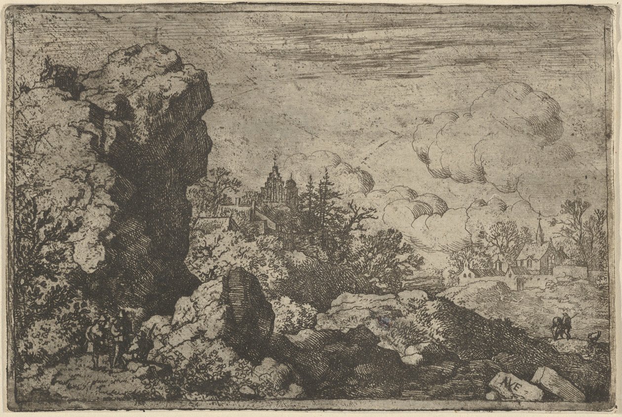 Tři cestovatelé na úpatí High Rock, 17. století. od Allart van Everdingen
