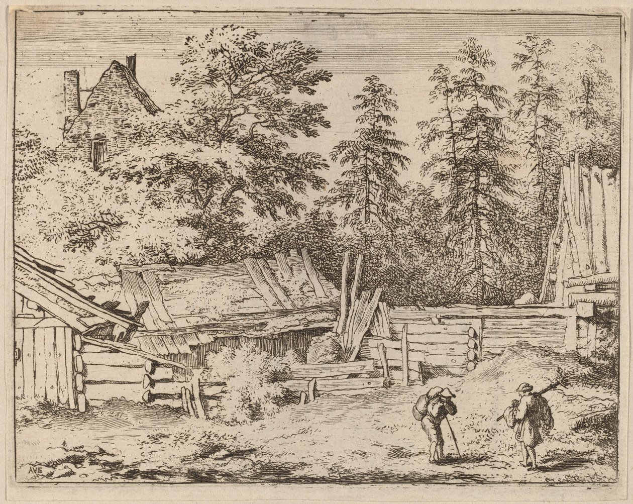 Tři chalupy, pravděpodobně cca. 16451656. od Allart van Everdingen