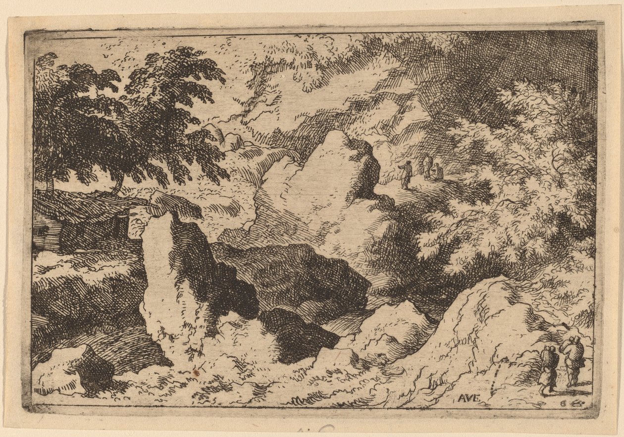 Tři muži na skále, pravděpodobně c. 16451656. od Allart van Everdingen