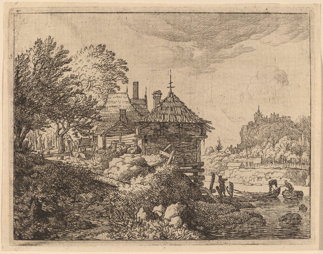 Dvě lodě se blíží k chatě, pravděpodobně c. 16451656. od Allart van Everdingen