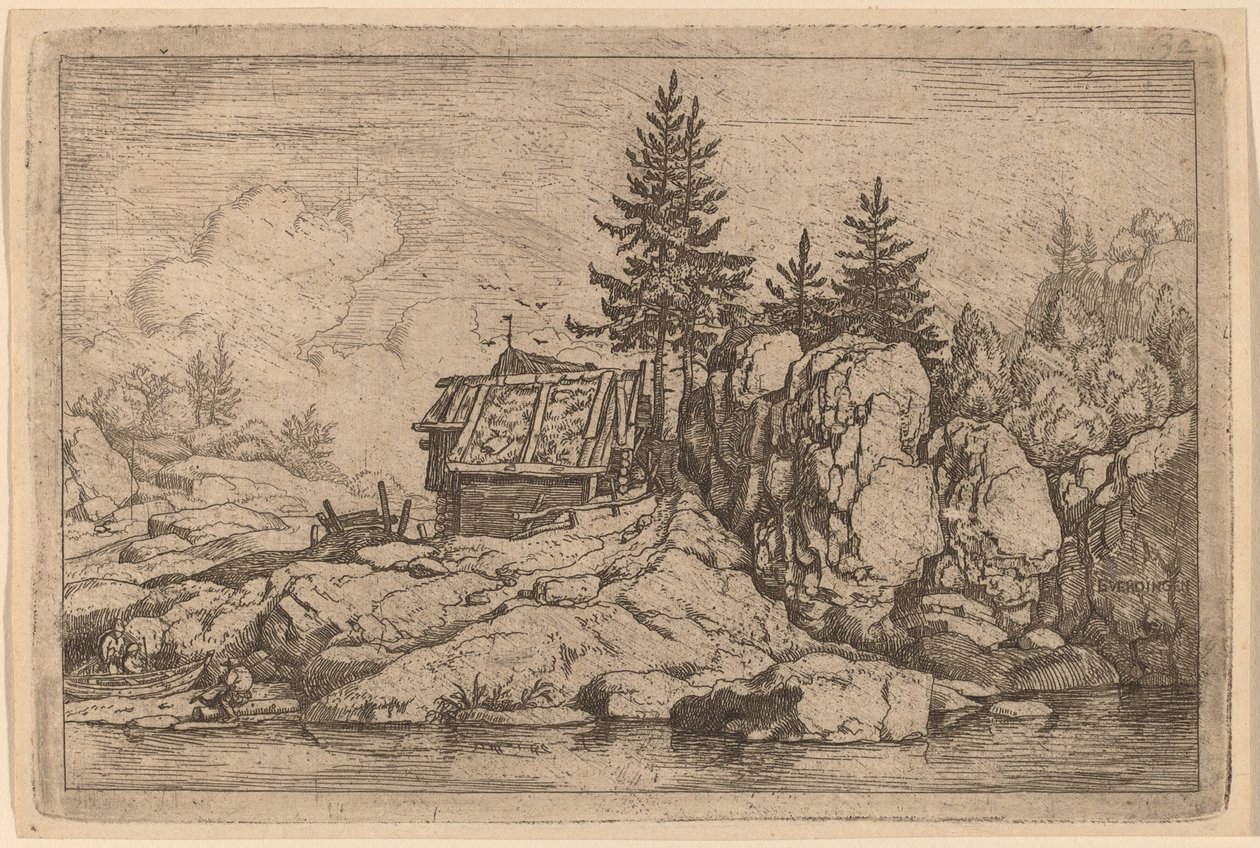 Dvě jedle u chalup, pravděpodobně cca. 16451656. od Allart van Everdingen
