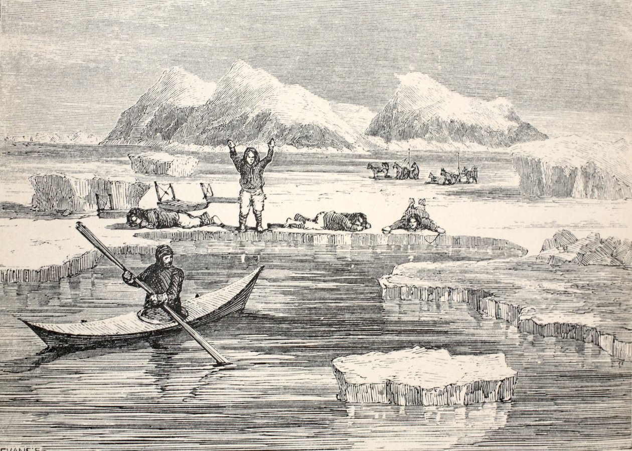 Eskymáci napodobující zvířata, aby přiměli Evropany, aby se přiblížili, 1859 od Allen Young