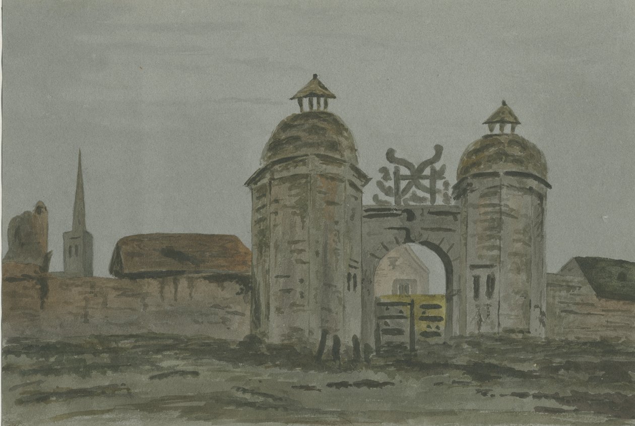 Hamstall Ridware Hall - Porters" Lodge: malba akvarelem a [1824-1882] od Allen Edward Everitt