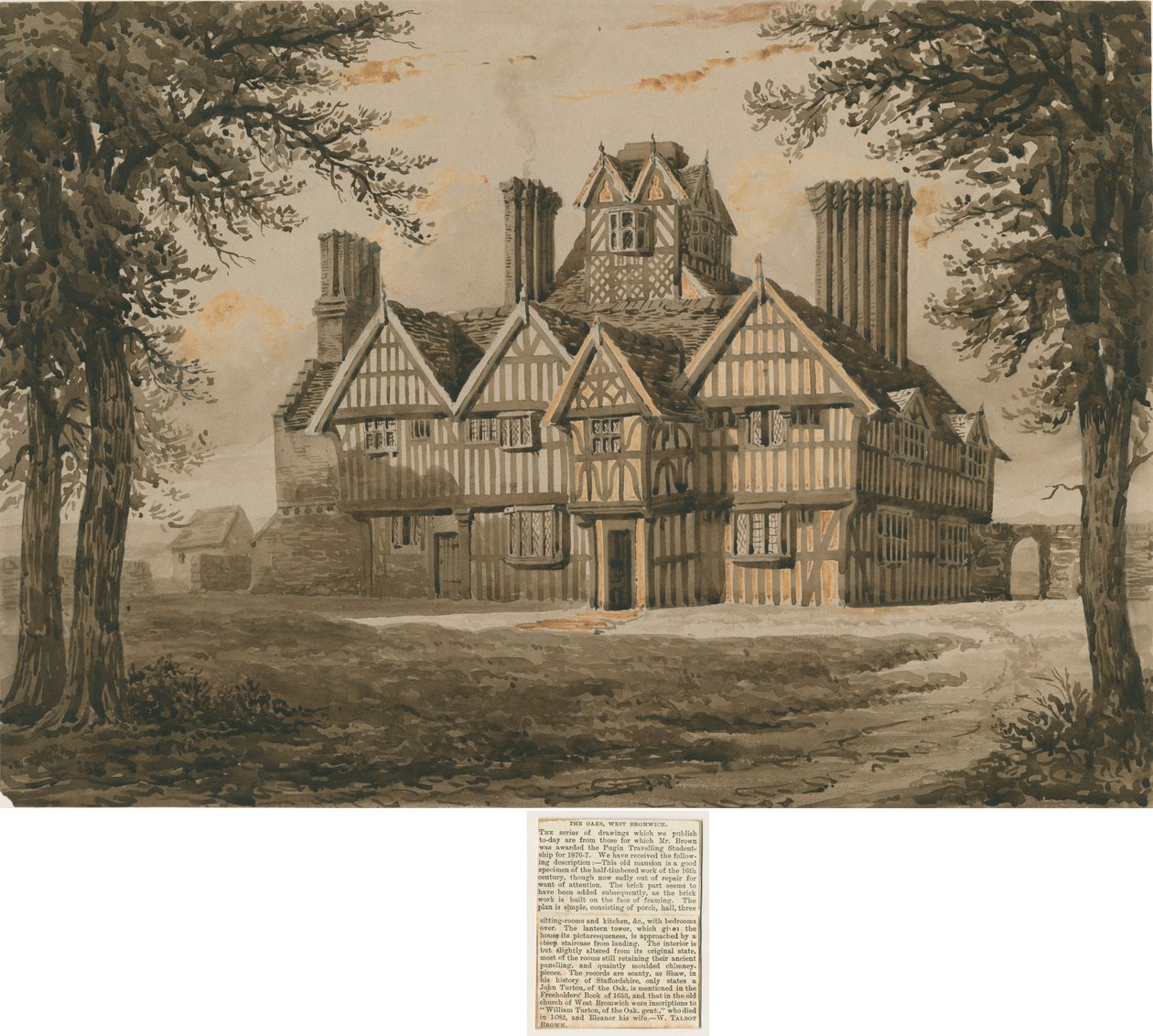 West Bromwich - "The Oaks": rytina a [?19. století] od Allen Edward Everitt