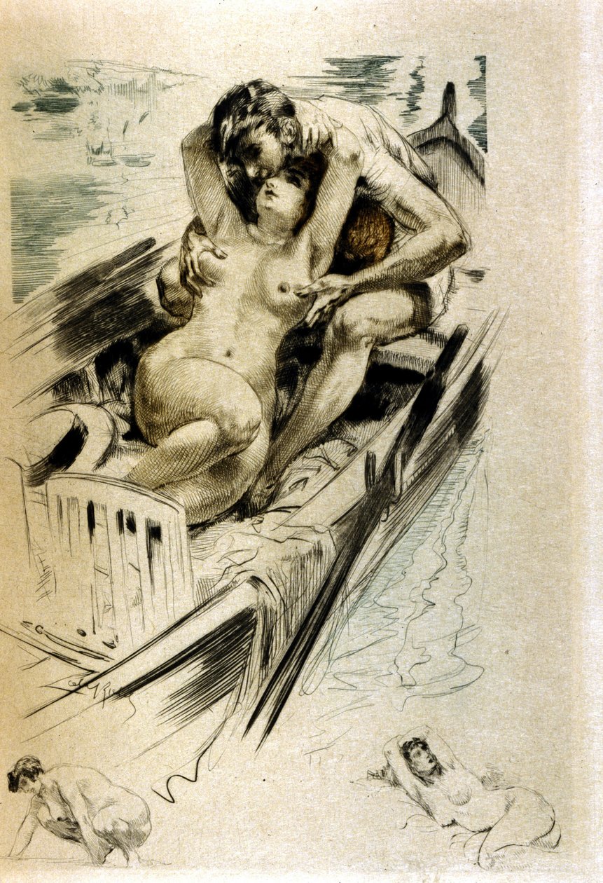 Galantní scéna (rytina) od Almery Lobel Riche