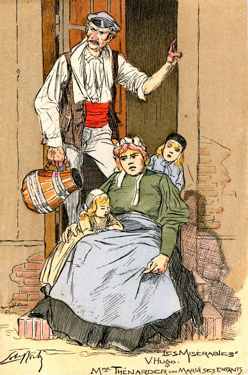 Ilustrace pro les Miserables: Thenardier family (rytina) od Almery Lobel Riche