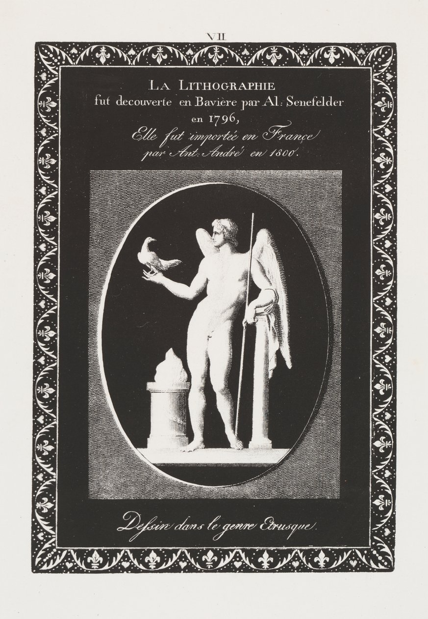 Umění litografie: Dedikační list, deska VII od Alois Senefelder