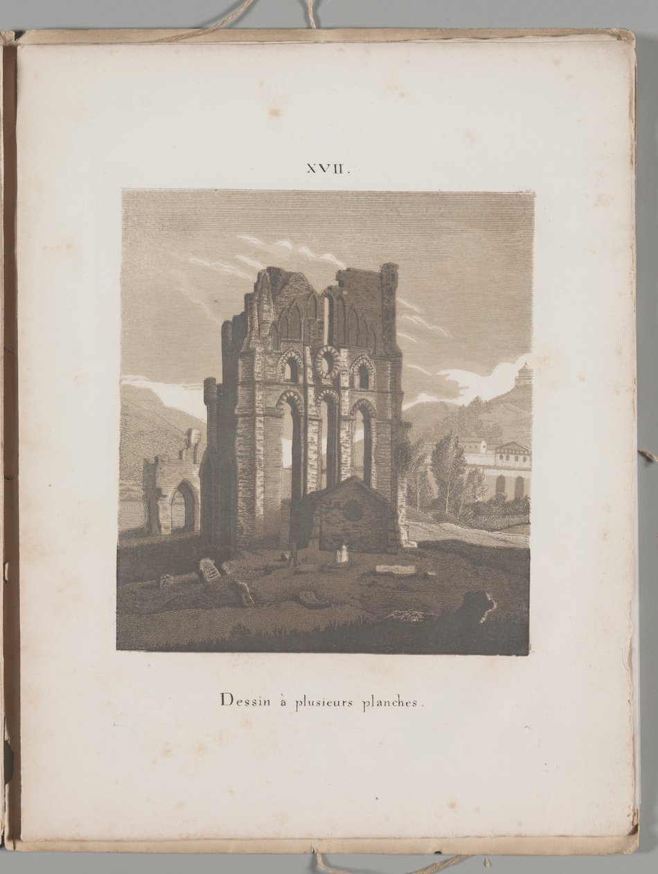 Umění litografie: Zřícenina italského kostela, deska XVII od Alois Senefelder