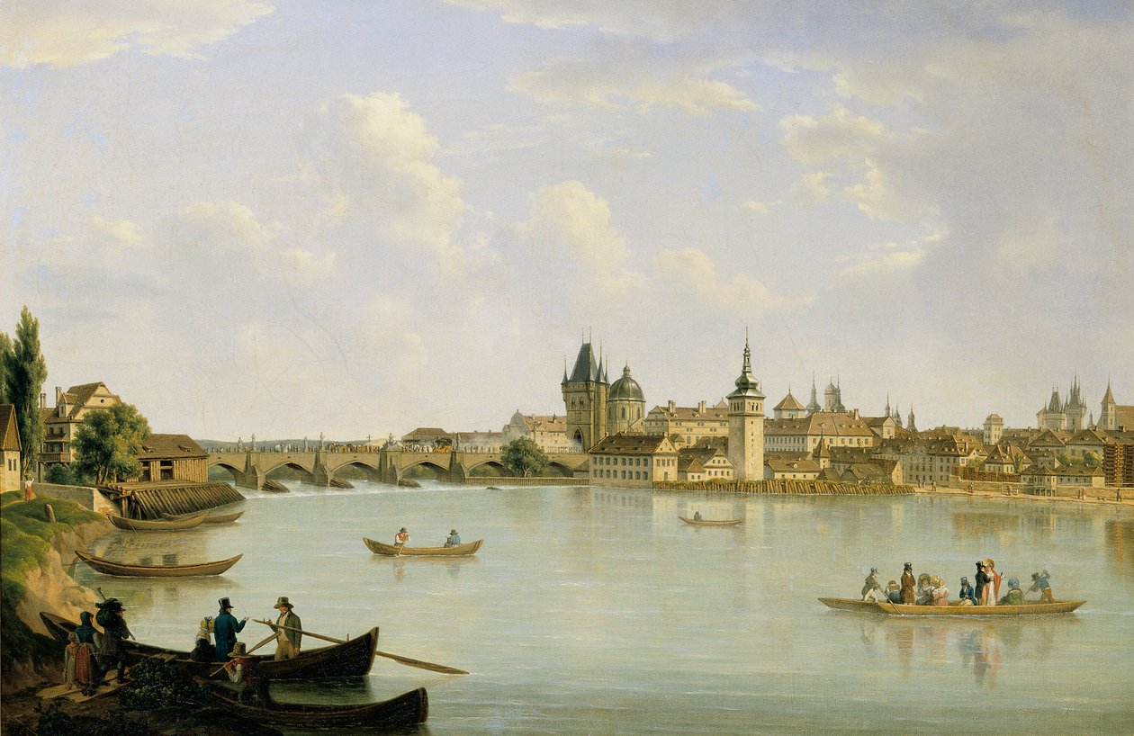 Pohled na Prahu s vltavským mostem (Karlův most) od Alois von Saar