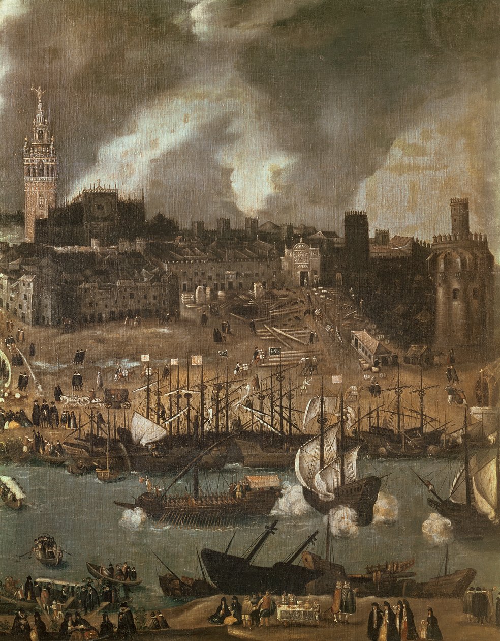 Výprava ze Sevilly do Ameriky v roce 1498 (detail) od Alonso Sánchez Coello