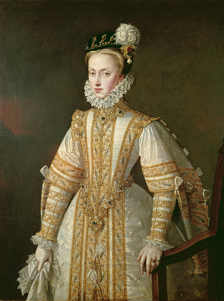 Anna Rakouská (1549-80), španělská královna, cca 1571 od Alonso Sánchez Coello