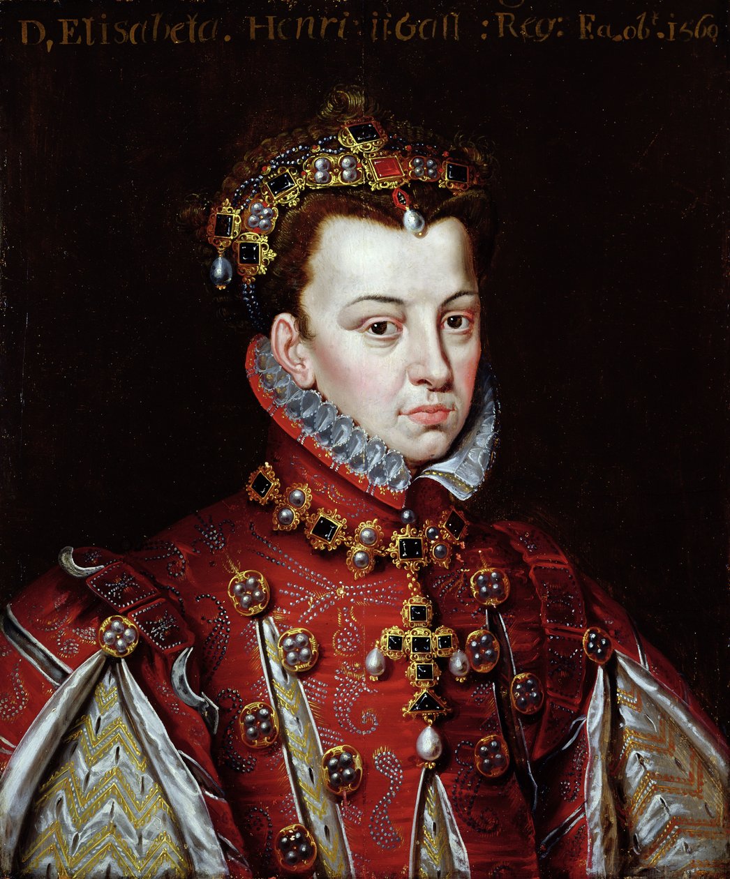 Portrét Alžběty de Valois (1545-68) španělské královny (olej na plátně) od Alonso (studio of) Sanchez Coello