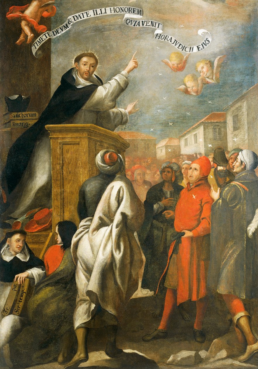 Svatý Vincent Ferrer káže mladým lidem v Salamance, Alonso Antonio Villamor (1661-1729). od Alonso Antonio Villamor