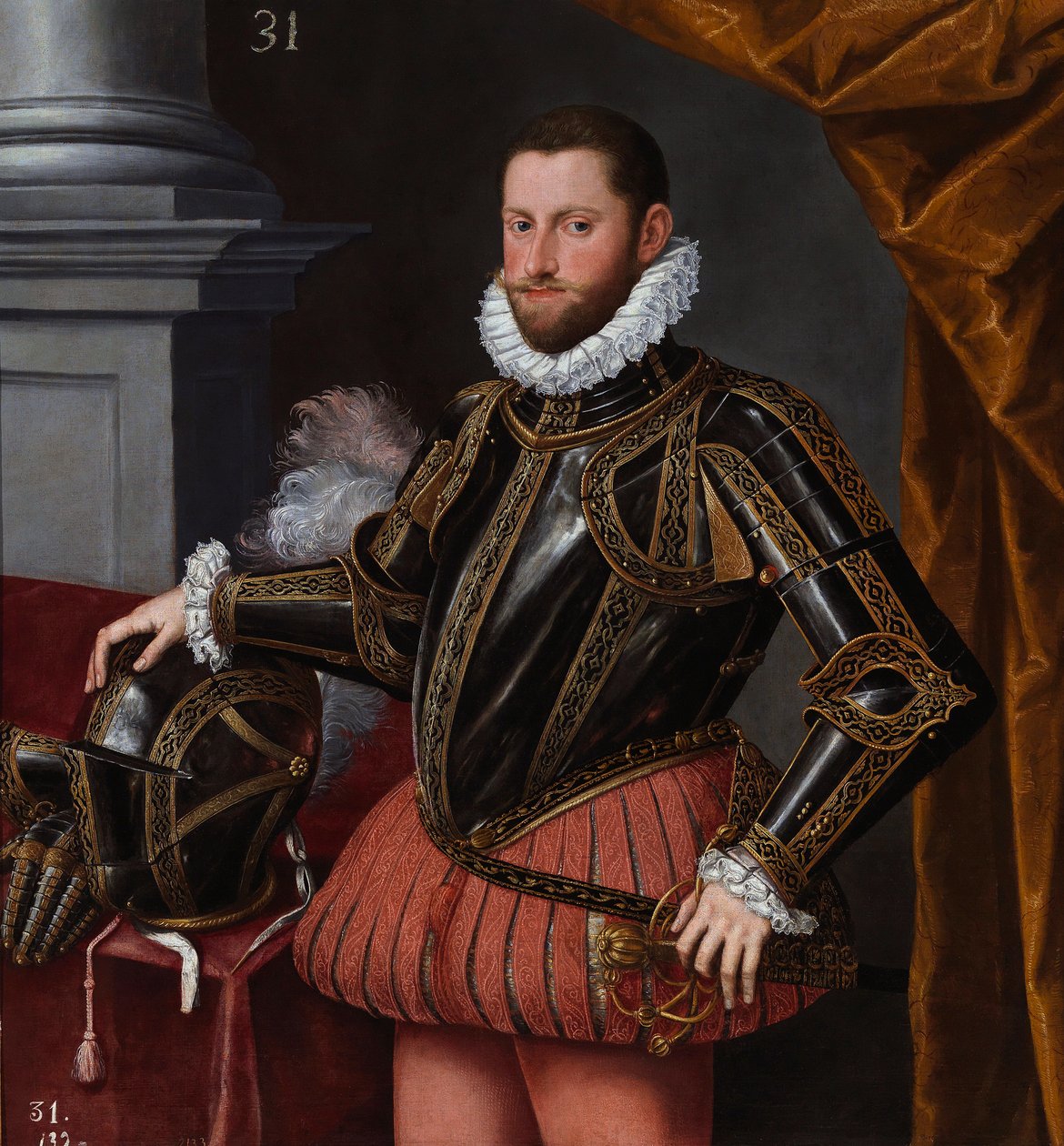 Ernest Rakouský, arcivévoda Svaté říše - portrét arcivévody Ernesta Rakouského (1553-1595) od Sancheze Coella, Alonso, School of, c. 1580 - Olej na plátně od Alonso Sánchez Coello