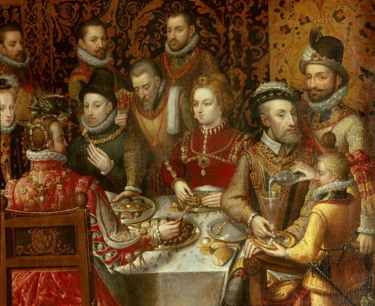 Banket panovníků z domu Rakouska Detail zobrazující Karla V. (Charles V od Alonso Sánchez Coello