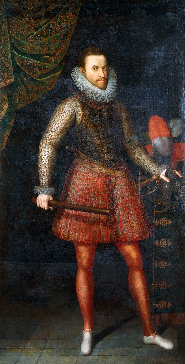 Portrét arcivévody Alberta, stojícího v celé délce držící obušek, 1593 od Alonso Sánchez Coello