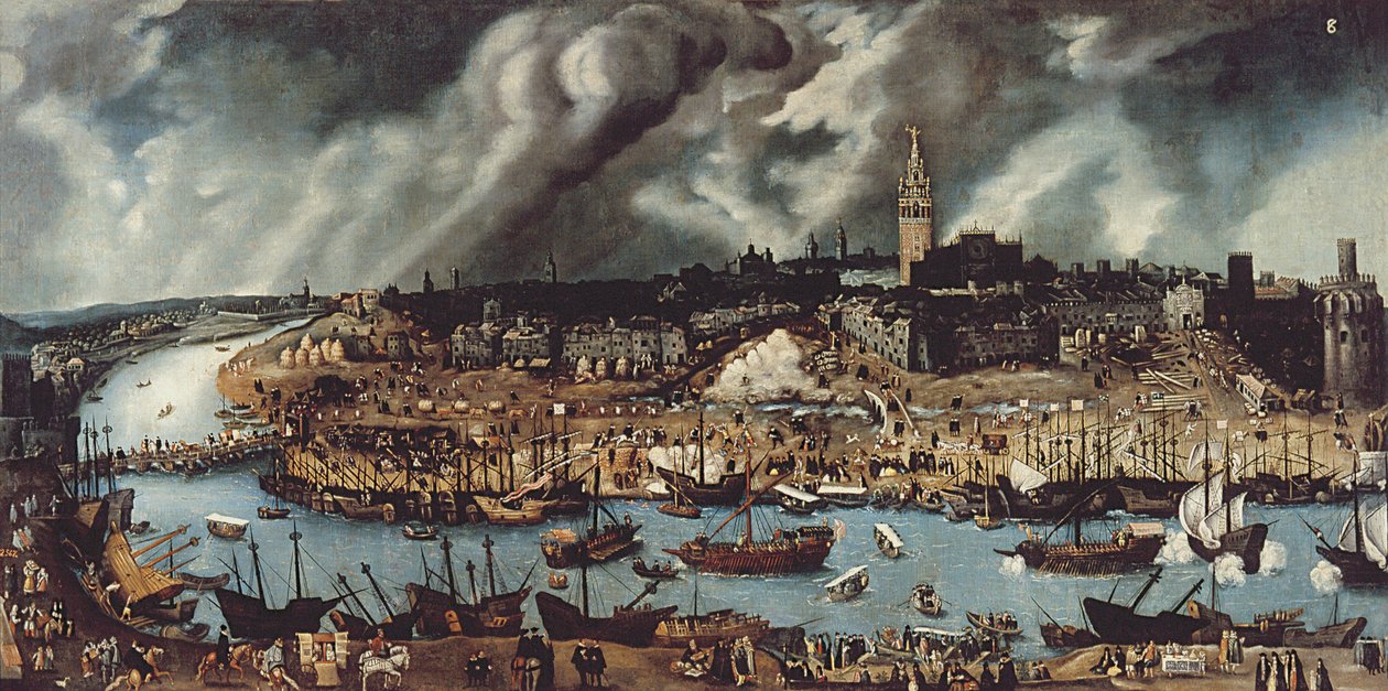 Přístav Sevilla, kolem roku 1590 od Alonso attr. to Sanchez Coello