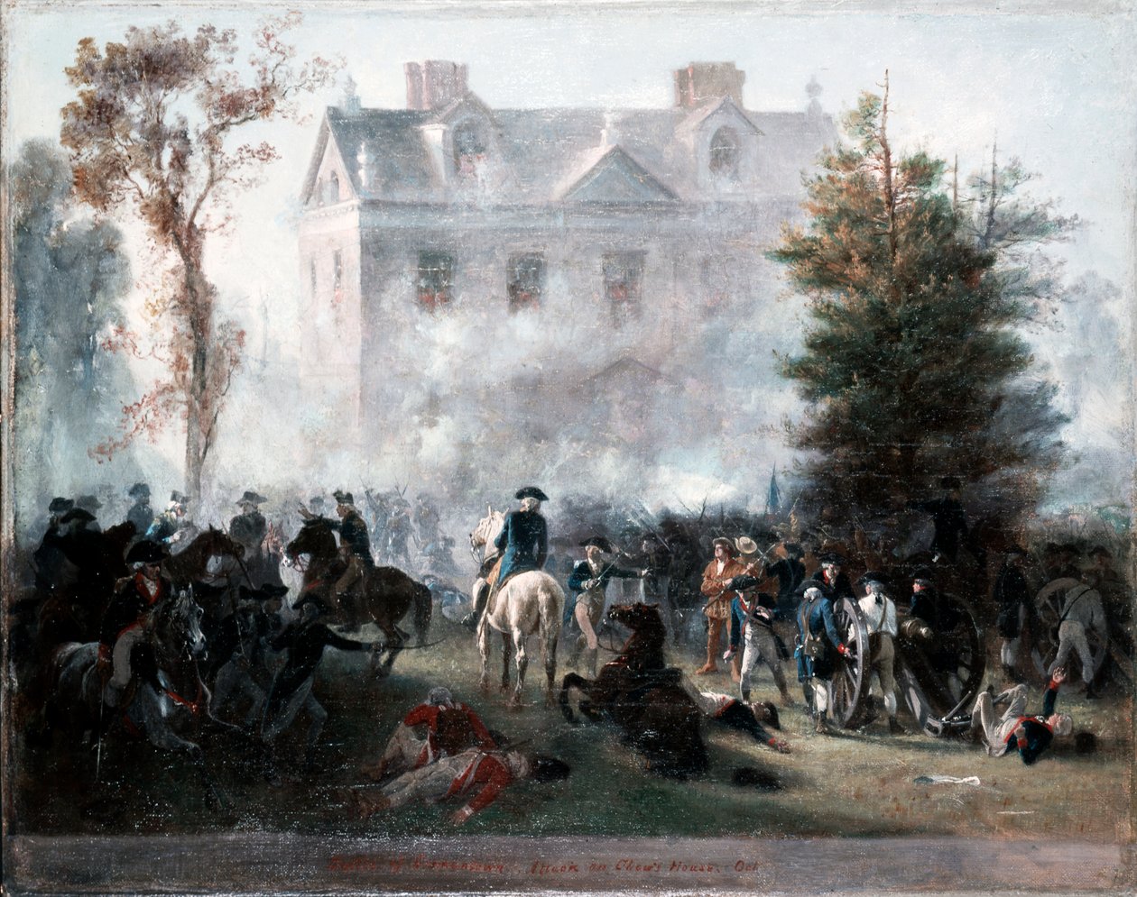 Bitva o Germantown, Útok na soudce Chews House, 1860 od Alonzo Chappel