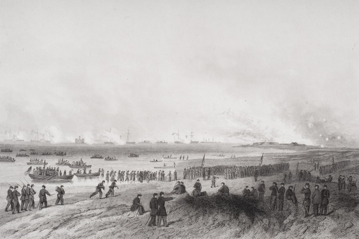 Vylodění jednotek během bombardování Fort Fisher v Severní Karolíně 1864 od Alonzo Chappel