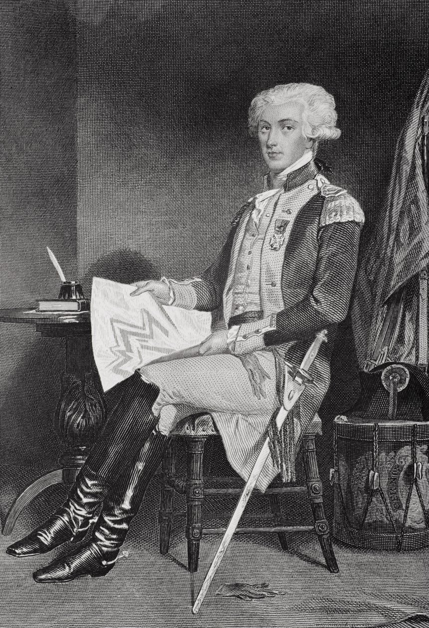 Portrét Marie-Joseph-Paul-Yves-Roch-Gilbert Du Motier, markýz de La Fayette (nebo Lafayette) (1757-1834) od Alonzo Chappel