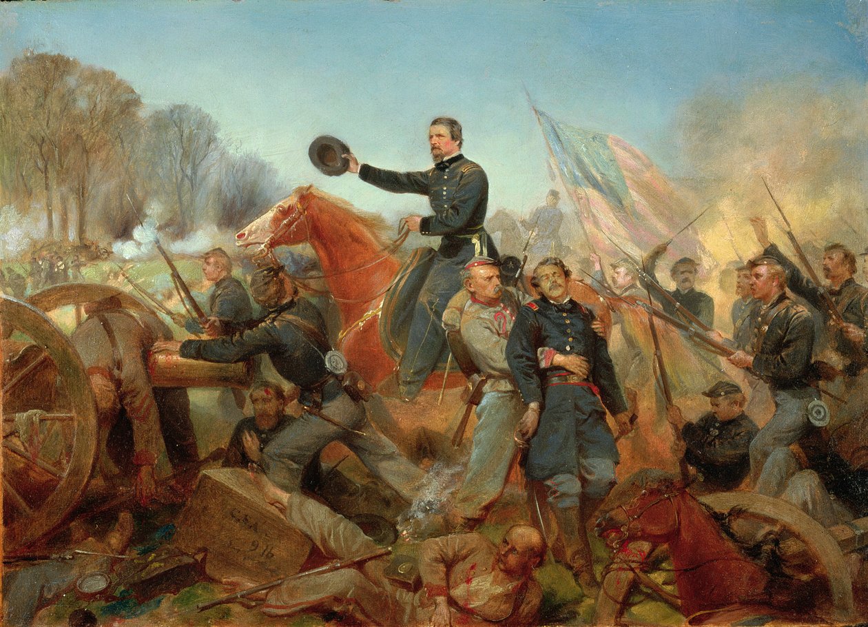 Bitva v divočině, útok na Spotsylvania Court House, Virginie, 1865 od Alonzo Chappel