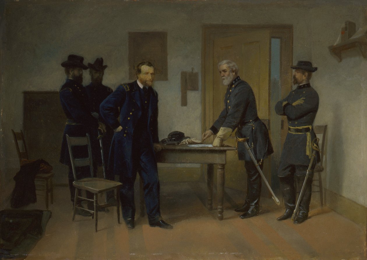 Lee se vzdává Grantovi v Appomattox, ca. 1870. od Alonzo Chappel