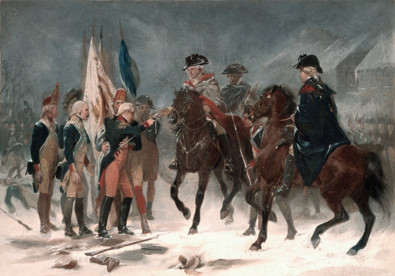 Kapitulace plukovníka Ralla v bitvě u Trentonu, 26. prosince 1776, 1858 (olej na kartonu) od Alonzo Chappel
