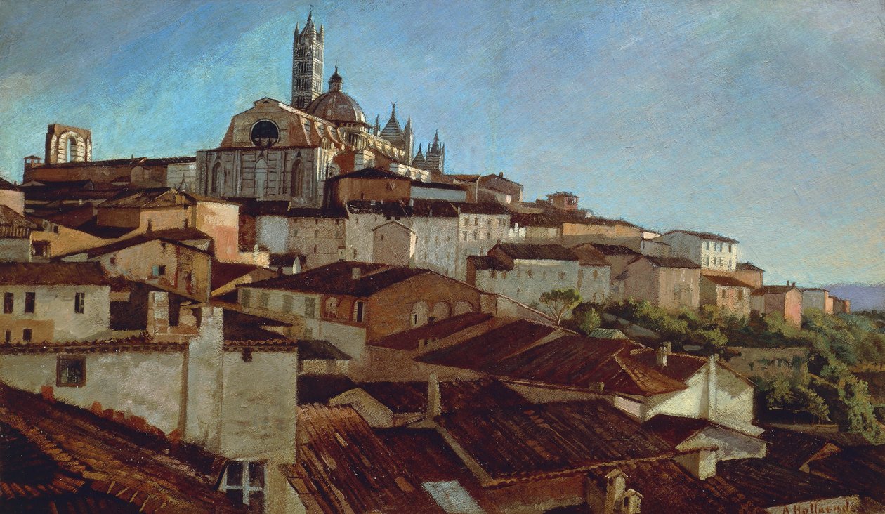 Siena, Alfonso Hollaender (1845-1923), olej na plátně na kartonu, 31x51 5 cm od Alphons Hollaender
