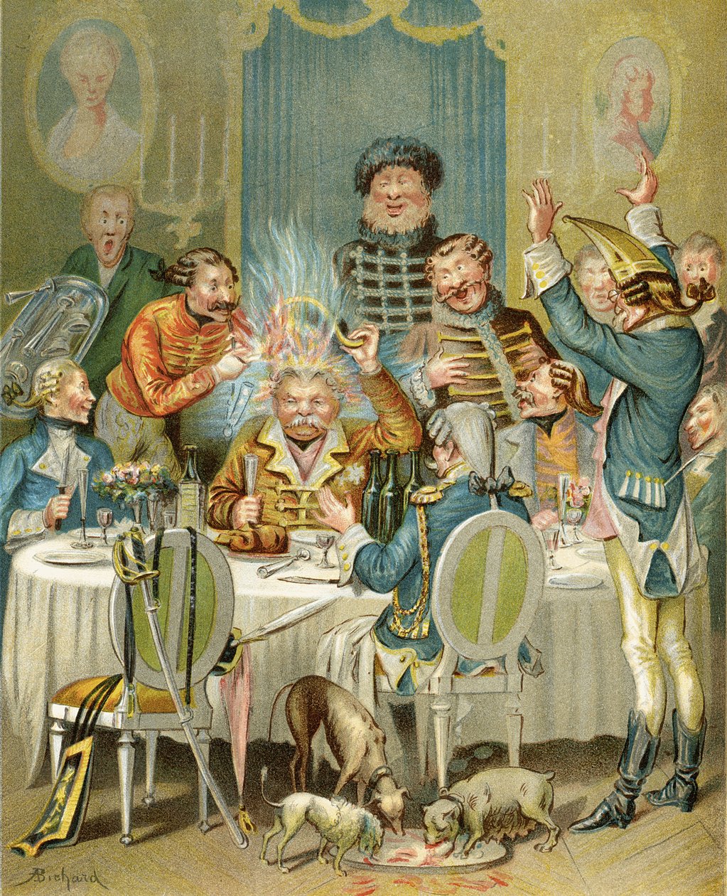 Anekdota o hlavě ruského generála, z „Dobrodružství barona Munchausena“ od Rudolfa Ericha Raspeho (1736-94), vydaná kolem roku 1886 od Alphonse Adolphe Bichard