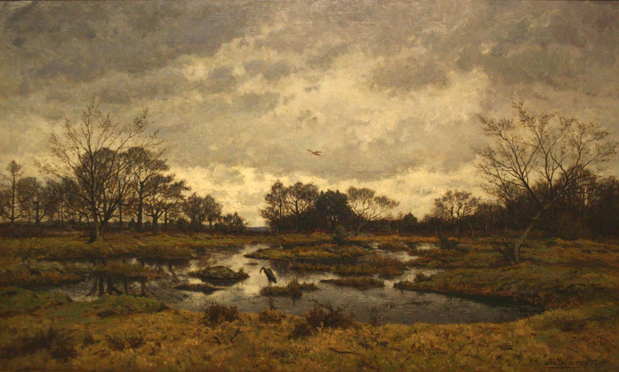Jednoho březnového dne u pohádkového rybníka. Fontainebleau 1876 - Maartse dag aan de feeenplas od Alphonse Asselbergs