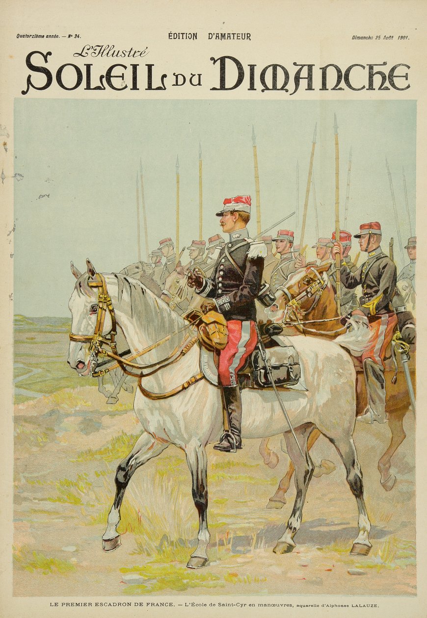 První letka Francie, manévry školy Saint-Cyr, ilustrace z obálky 