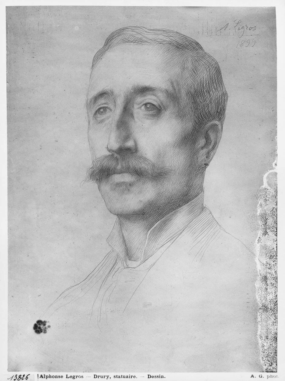 Alfred Drury, 1899 (černé olovo na papíře) od Alphonse Legros