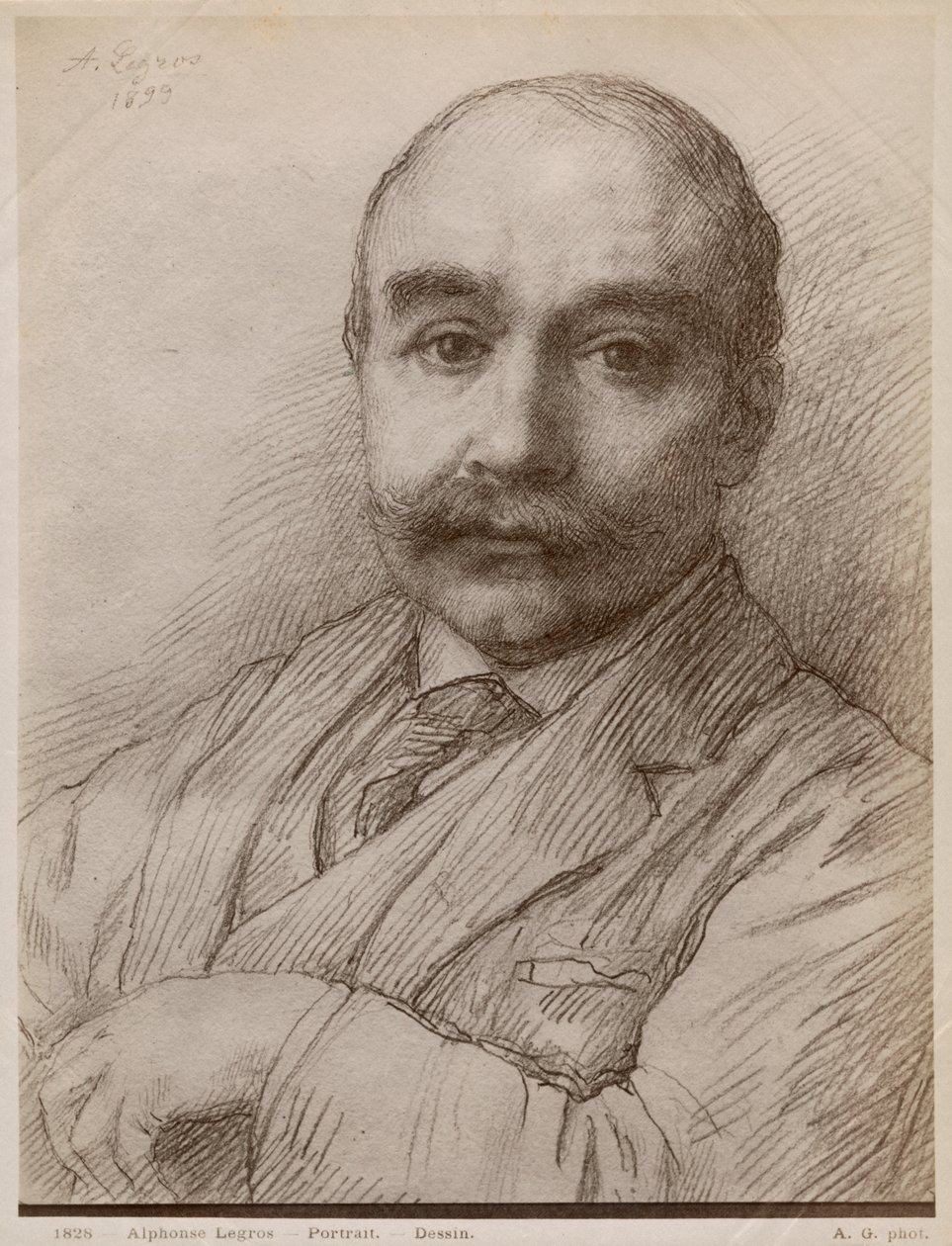 M. Adams, 1899 (černé olovo na papíře) od Alphonse Legros