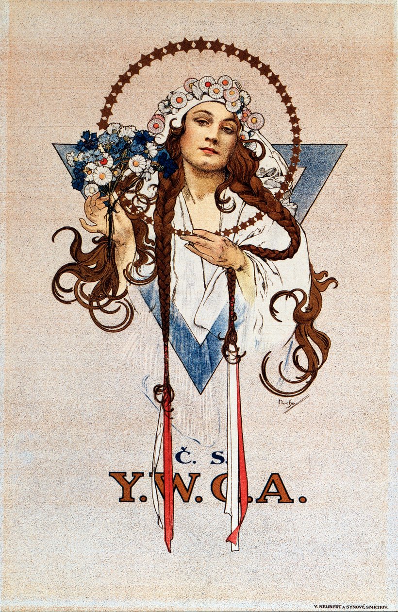 Československý plakát YWCA pro Křesťanské sdružení mladých žen YWCA v Československu Litografie Alphonse Muchy (1860-1939) 1922 Rozměr 54x82 cm Soukromá sbírka od Alphonse Mucha