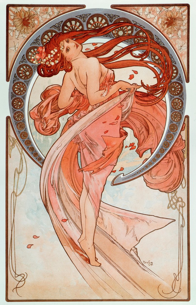 Série litografií La danse od Alphonse Muchy (1860-1939), 1898 - „Tance““ Ze série litografií Alphonse Muchy, 1898 Rozměr 38x60 cm Soukromá sbírka od Alphonse Mucha