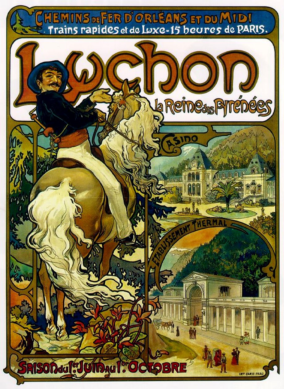 Plakát pro vlaky do Luchonu, Francie, 1895 od Alphonse Mucha