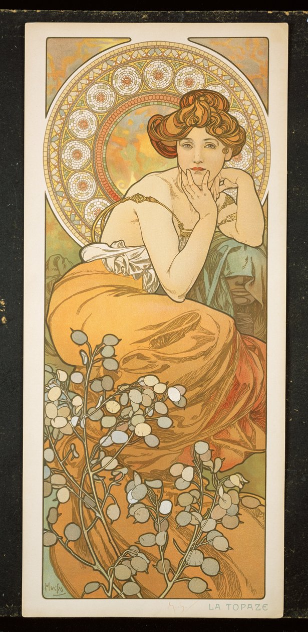 Drahé kameny: Topaz, 1900 od Alphonse Mucha