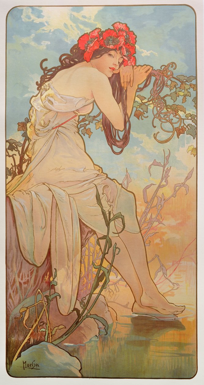 Roční období: Léto, 1896 od Alphonse Mucha