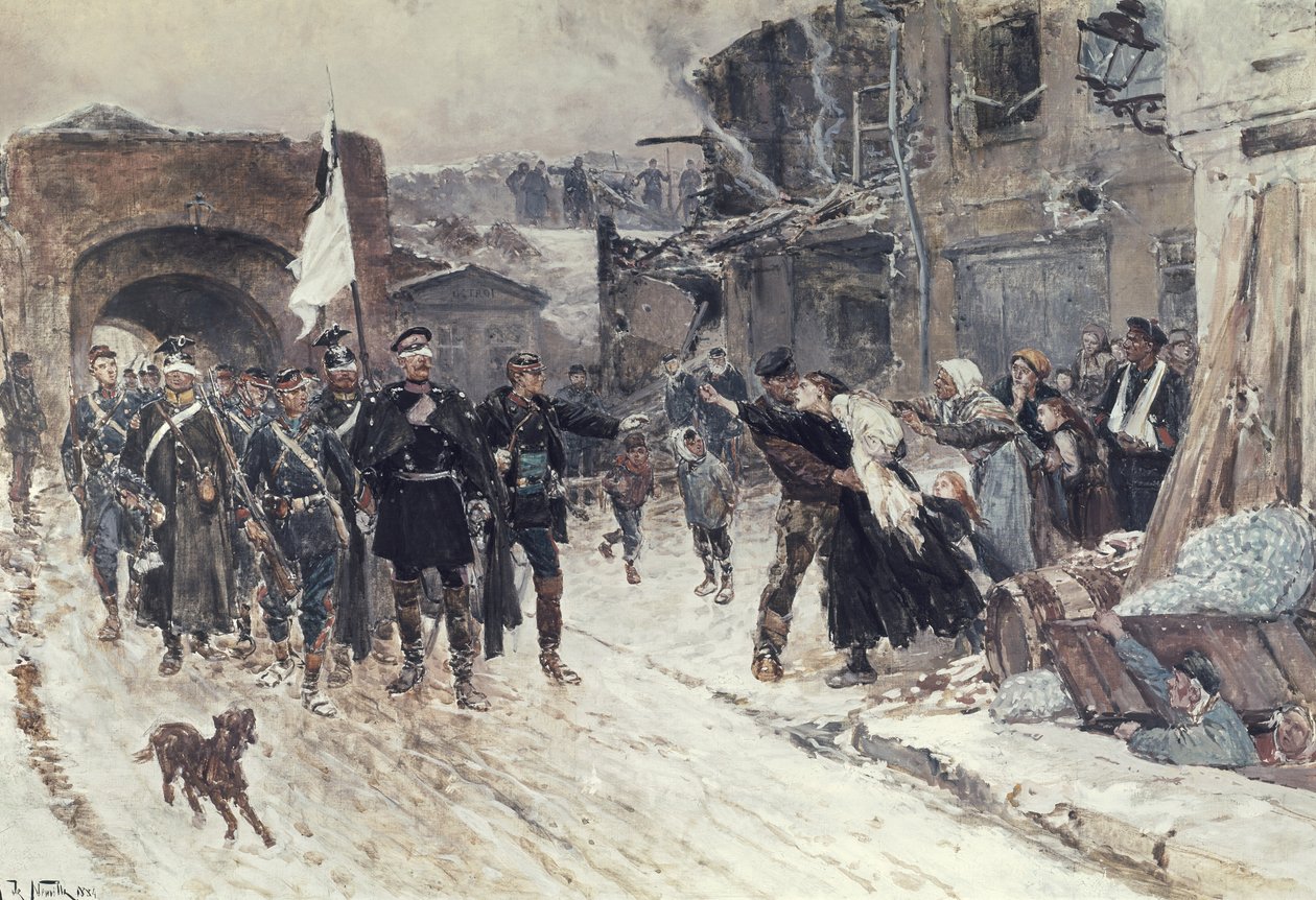 Vjezd německého velitele s vlajkou příměří do Belfortu, 4. listopadu 1870, 1884 od Alphonse Marie de Neuville