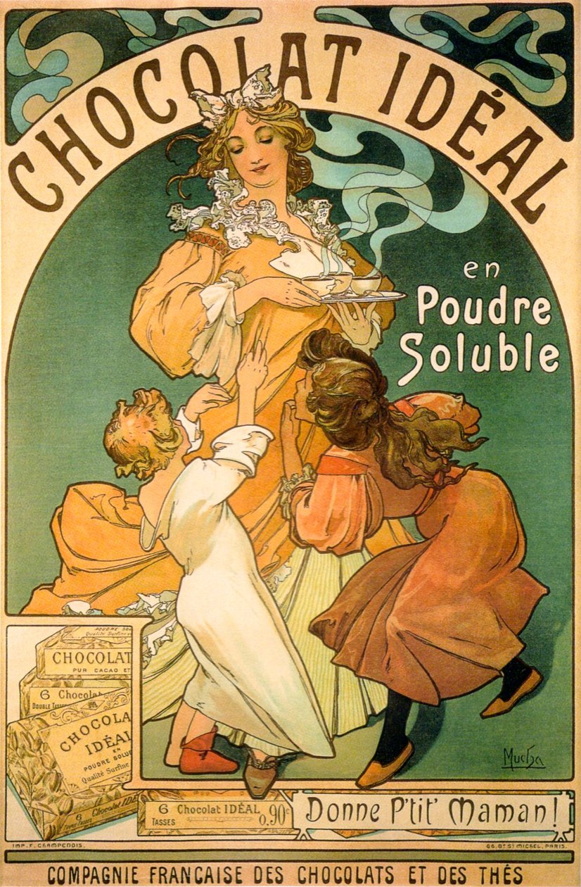 Čokoládový plakát od Alphonse Mucha