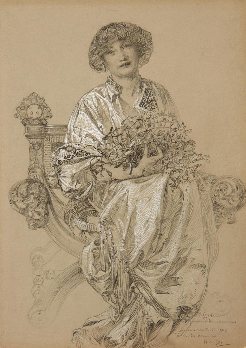 Portrét Madame Deschamps od Alphonse Mucha